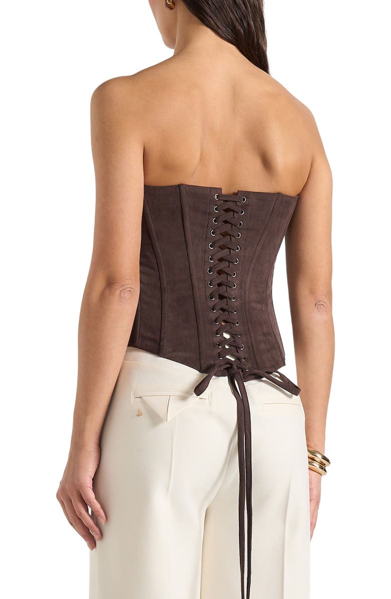 Manière De Voir Scarlett Suede Lace Up Corset, Alternate, color, Brown