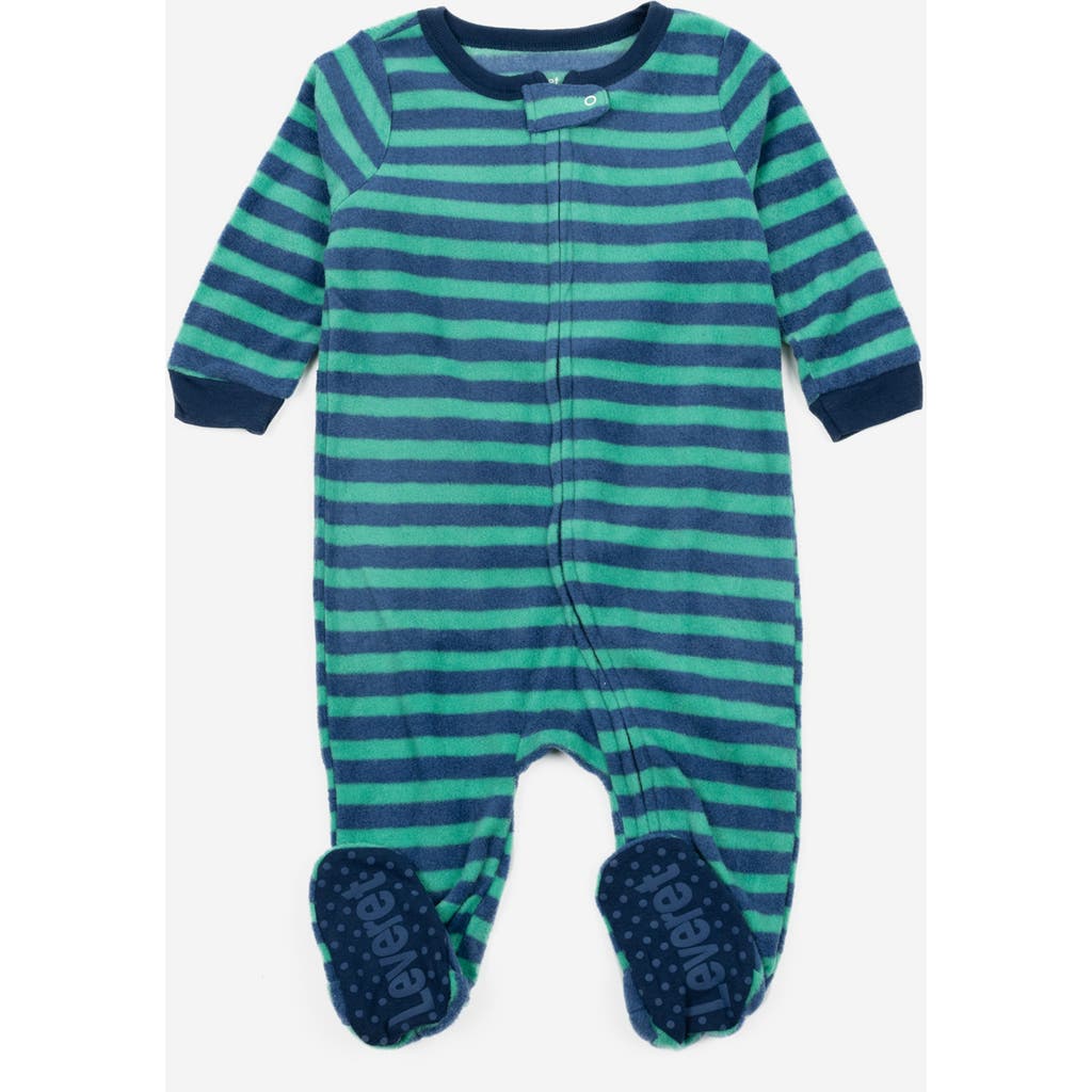 Leveret Footed Fleece Printed Holiday Pajamas In Blue
