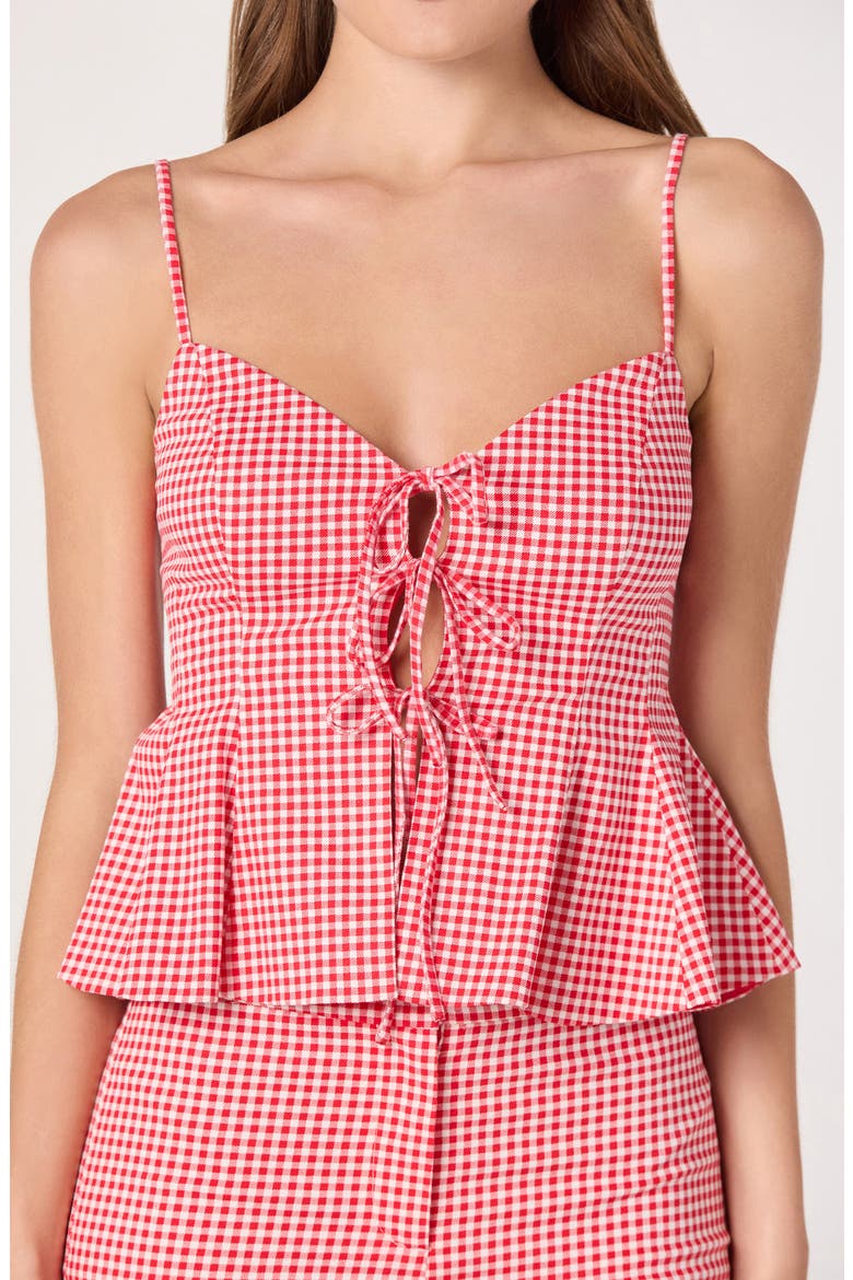 Alma Stretch Cotton Gingham Top, Alternate, color, RED GINGHAM