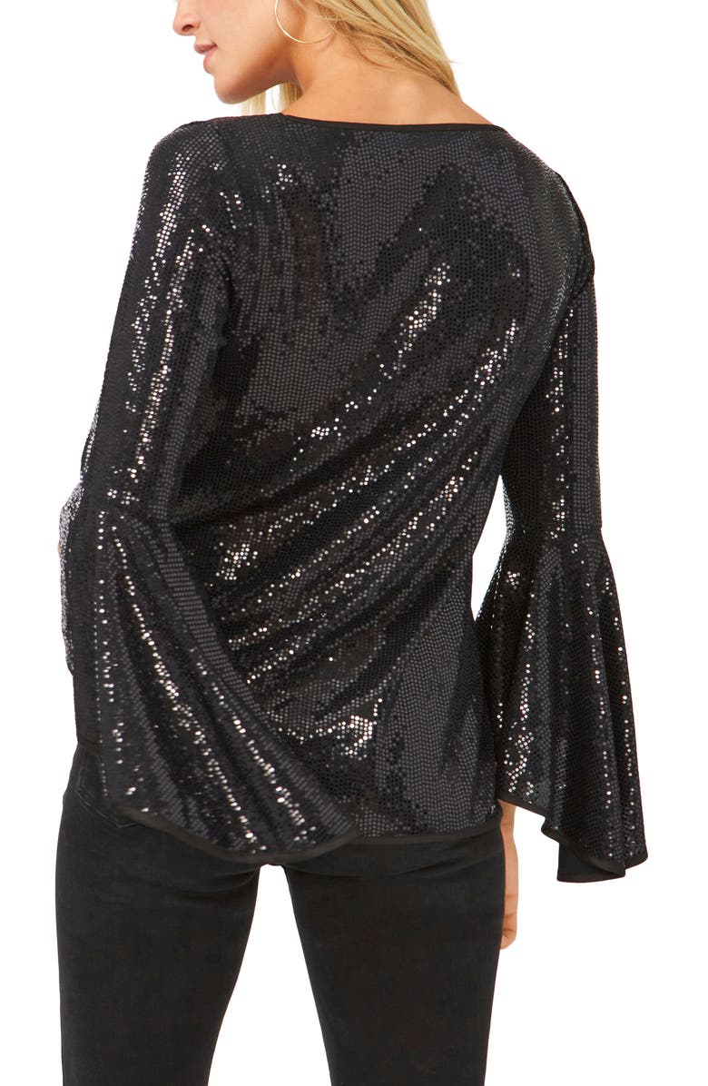 Vince Camuto Sequin Bell Sleeve Top, Alternate, color,
