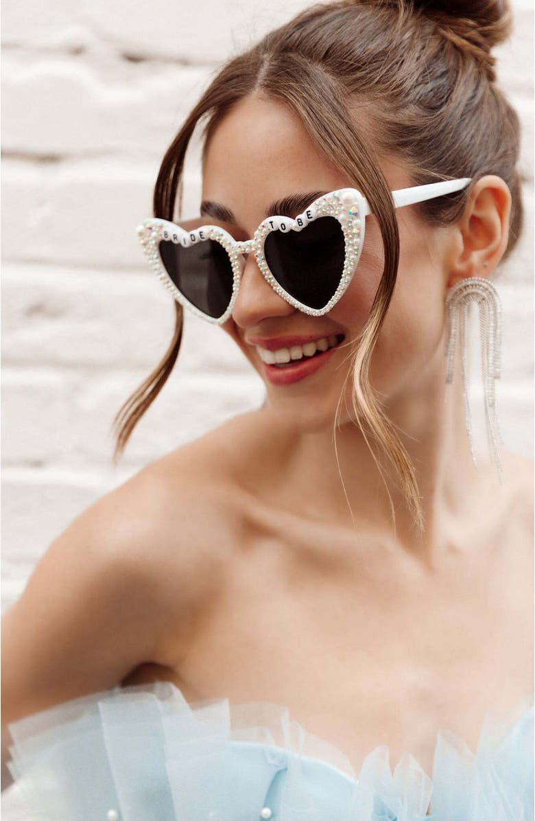 Untamed Petals Bride To Be Sunnies, Alternate, color, White