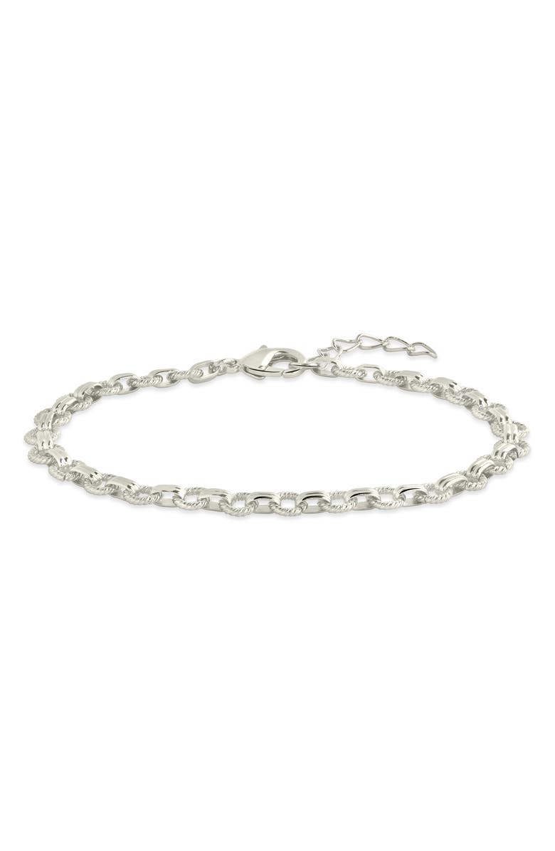 Sterling Forever Parker Textured Chain Bracelet, Alternate, color, 