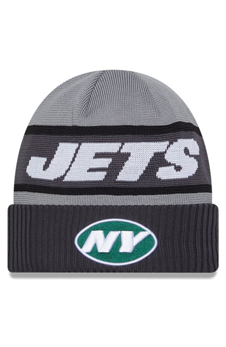 New Era Men's New Era  Gray New York Jets 2023 Sideline Tech Cuffed Knit Hat, Main, color, Gray