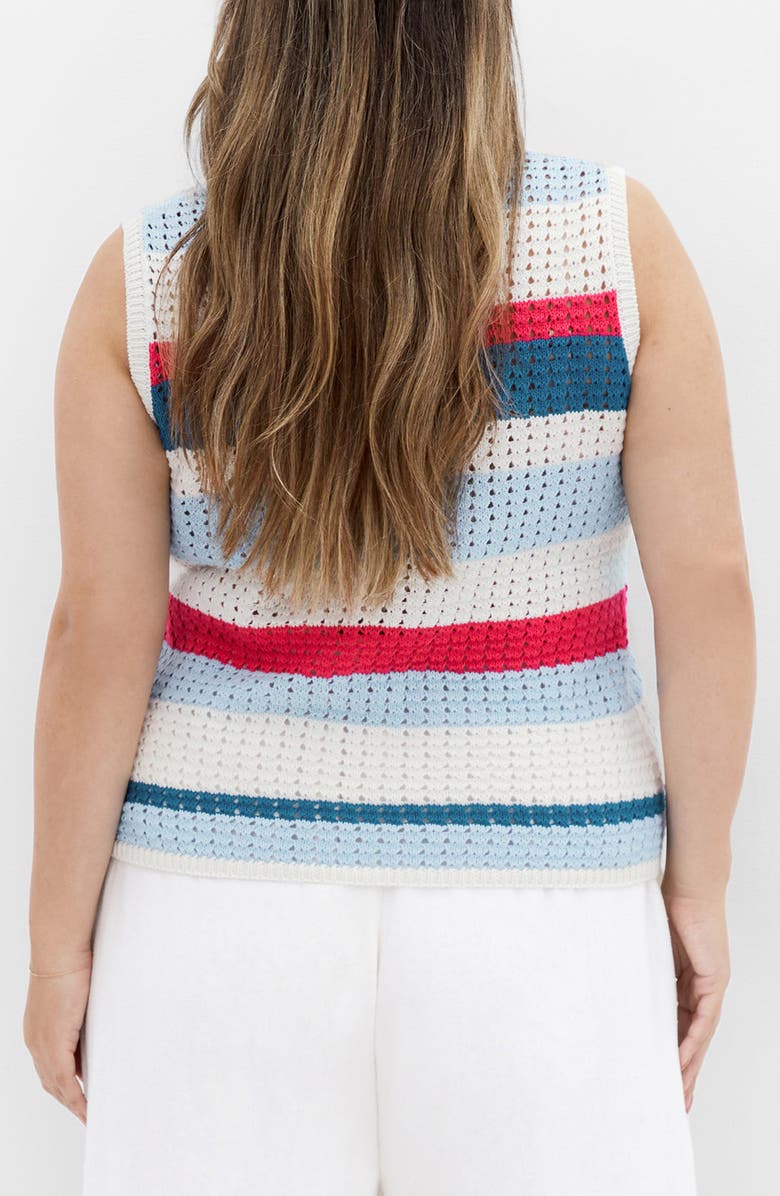 City Chic Cornelia Stripe Open Stitch Sweater Tank, Alternate, color, Sunset Stripe