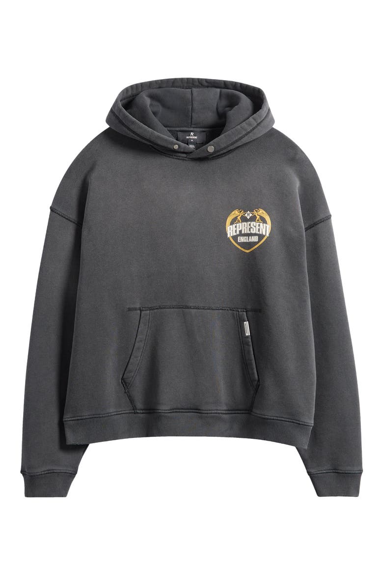 Oversize Distressed Angel Border Graphic Hoodie, Alternate, color, STAINED BLACK