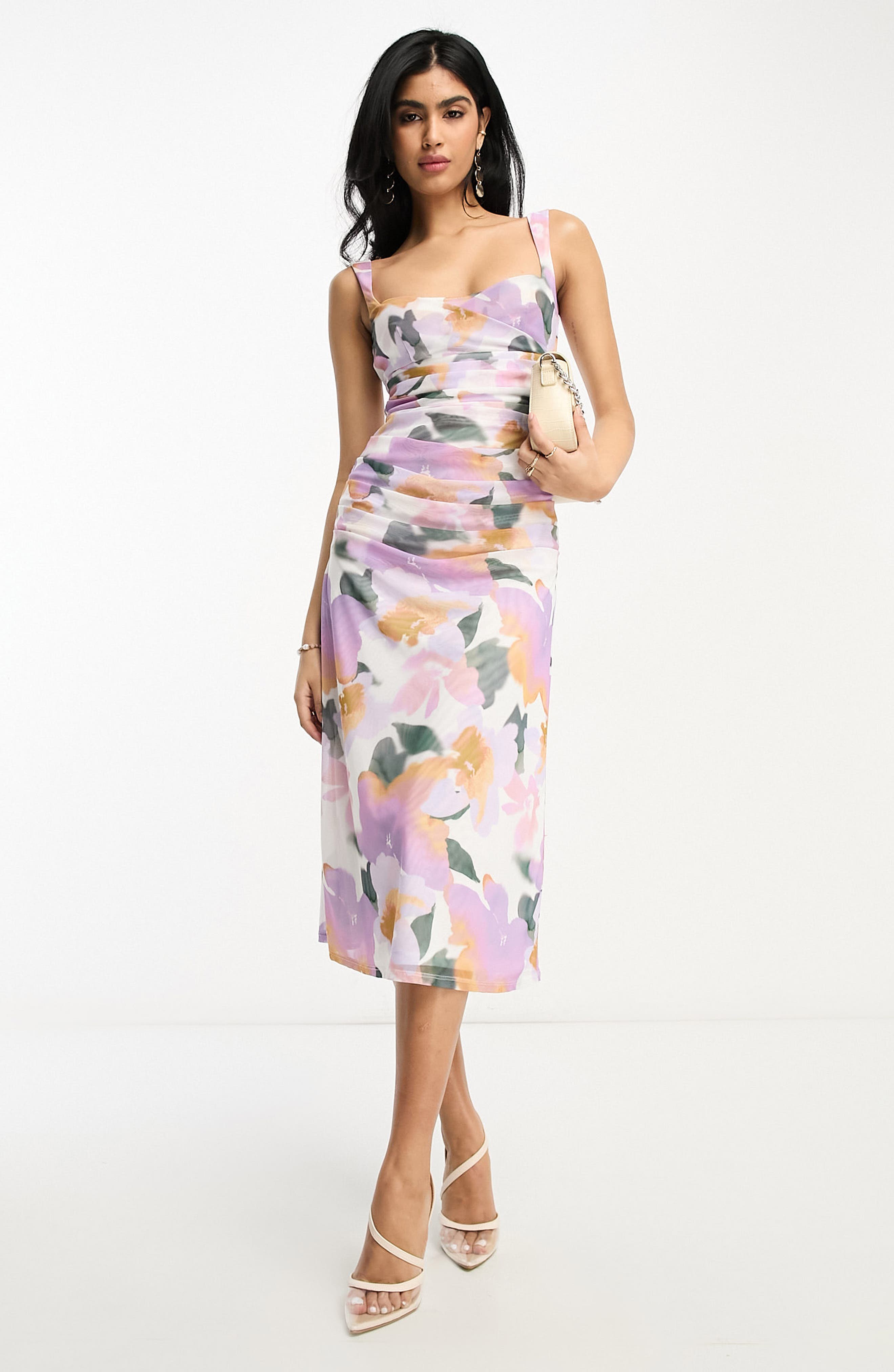 ASOS DESIGN Floral Print Mesh Sleeveless Dress (Women) | Nordstromrack