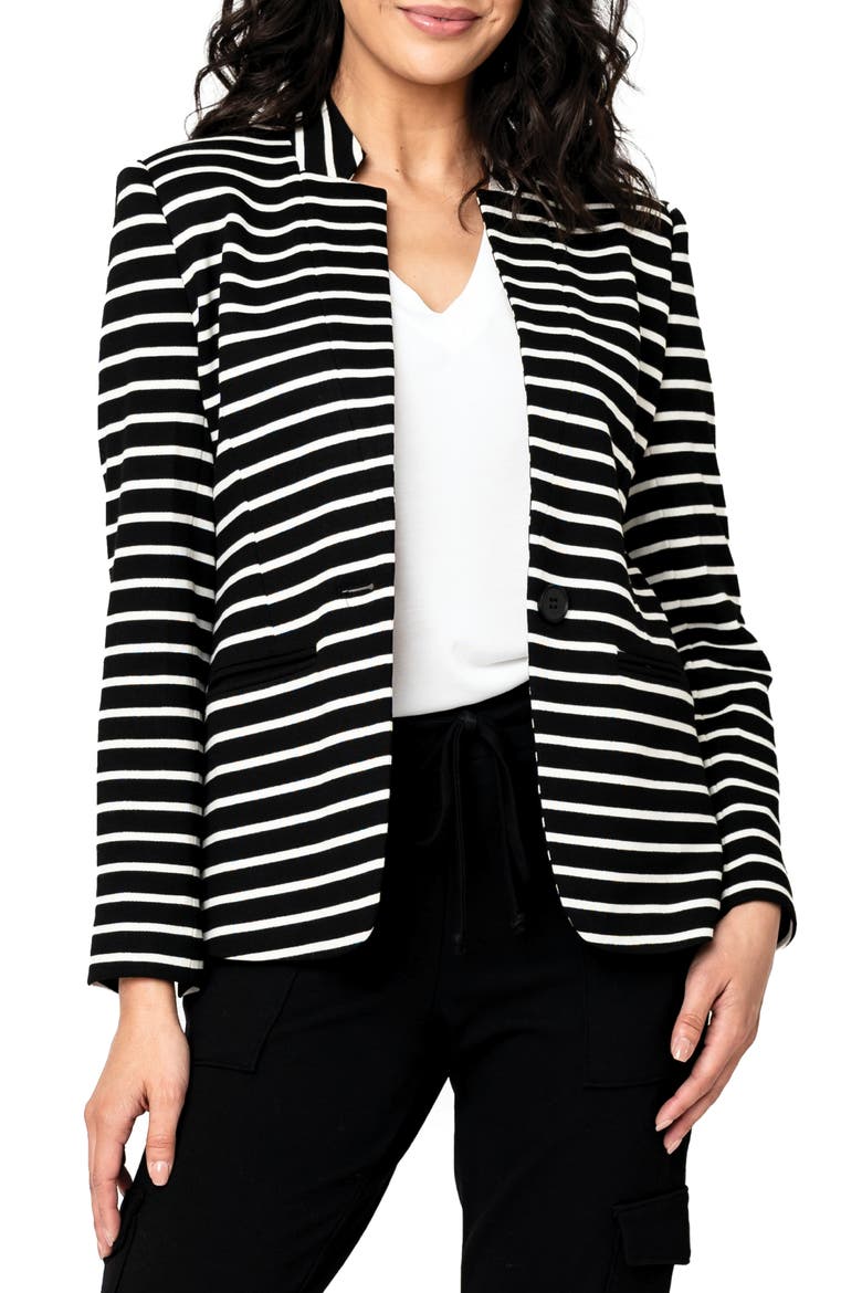 Stripe Knit Blazer, Main, color, BLACK/IVORY STRIPE