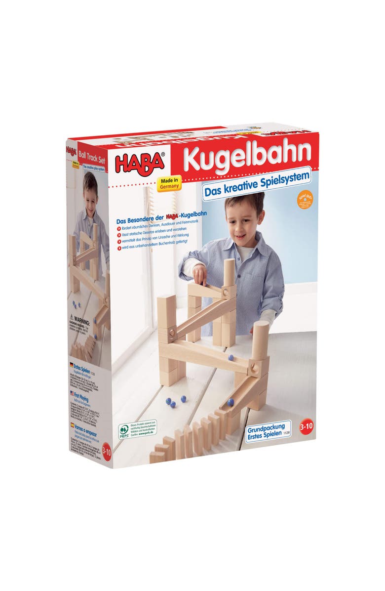 HABA Wooden Marble Run Ball Track Building Set for 3-10 Year Olds, STEM Toy with 44-Piece Wooden Track and Marbles, Montessori Toys for 3-5 Year Olds, Alternate, color, Multi