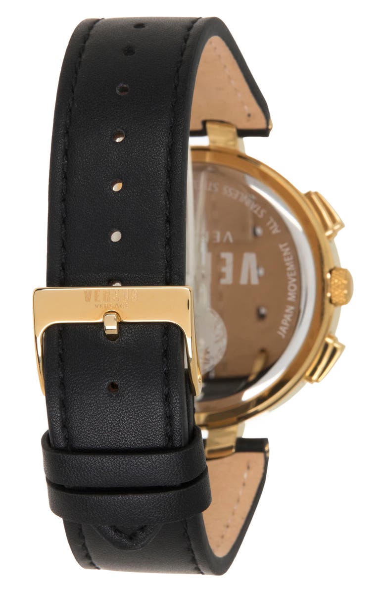 VERSUS Versace Logo Chrono Leather Strap Watch, 44mm, Alternate, color,