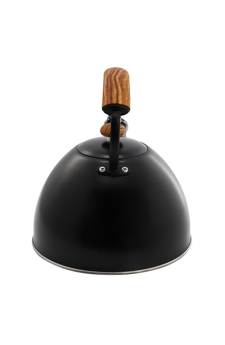 Megachef 3.2 Quart Whistling Tea Kettle with Wood Grain Nylon Cool Touch Handle, Matte Black, Alternate, color, Matte Black