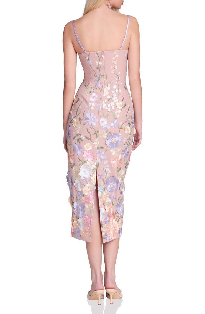Avec Les Filles Embroidered Floral Appliqué Stretch Cotton Midi Sheath Dress, Alternate, color, 