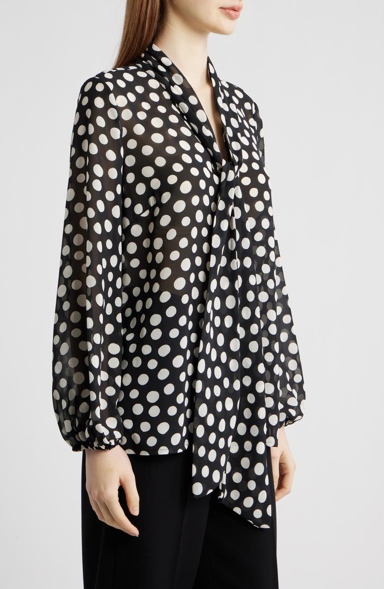 Tahari ASL Bow Neck Top, Alternate, color, Black Ivory