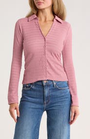 DKNY Jeans Lace Slim Button Front Sweater
