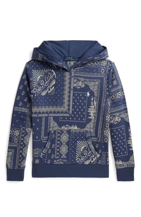 Kids' Bandana Patchwork Print French Terry Hoodie (Big Kid)