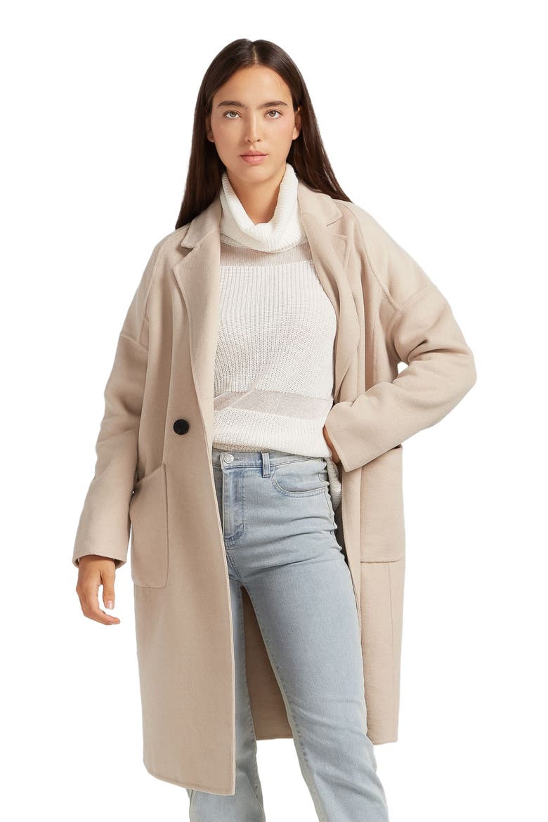 Publisher Double Breasted Wool Blend Coat, Alternate, color, Sand