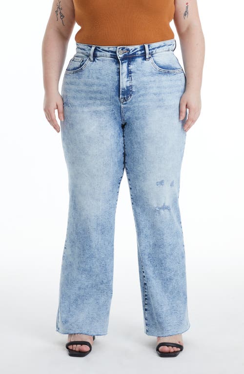 Bayeas Plus Size High Rise Wide Leg Jeans With Raw Hem