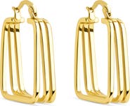 Sterling Forever Belinda Layered Square Hoop Earrings