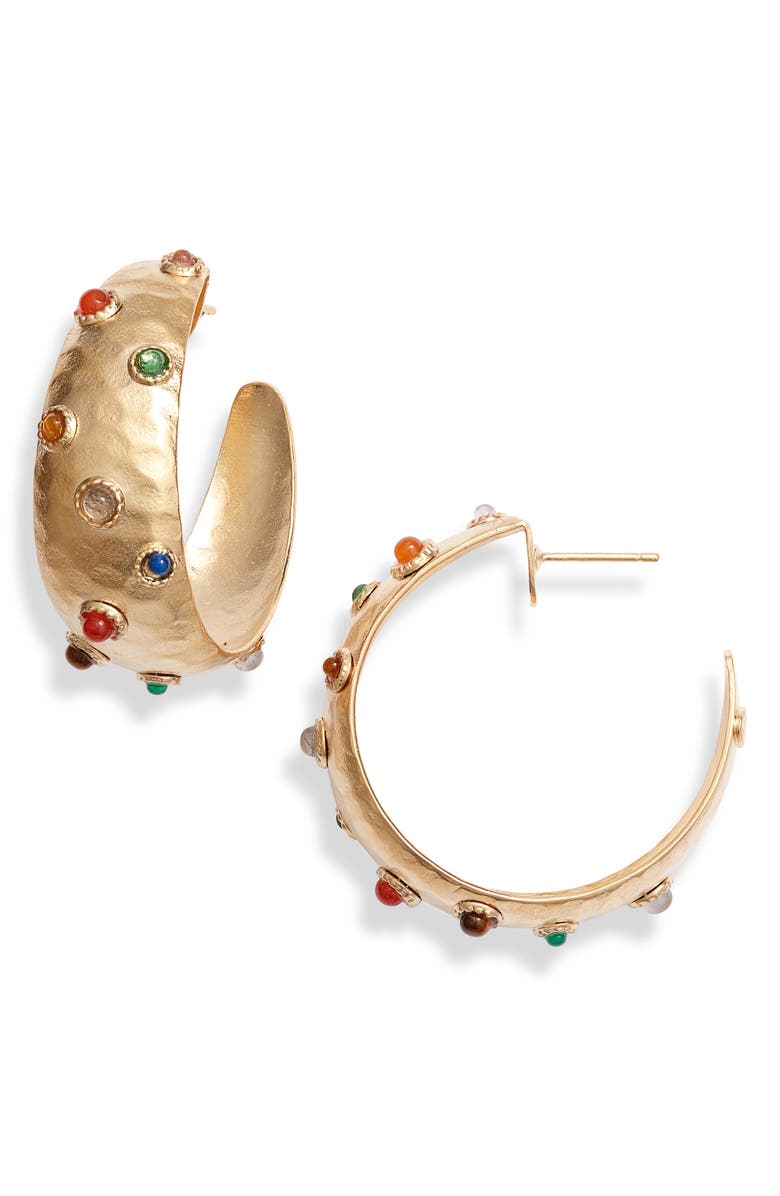 Gas Bijoux Leontia Cabochon Hoop Earrings, Main, color, 