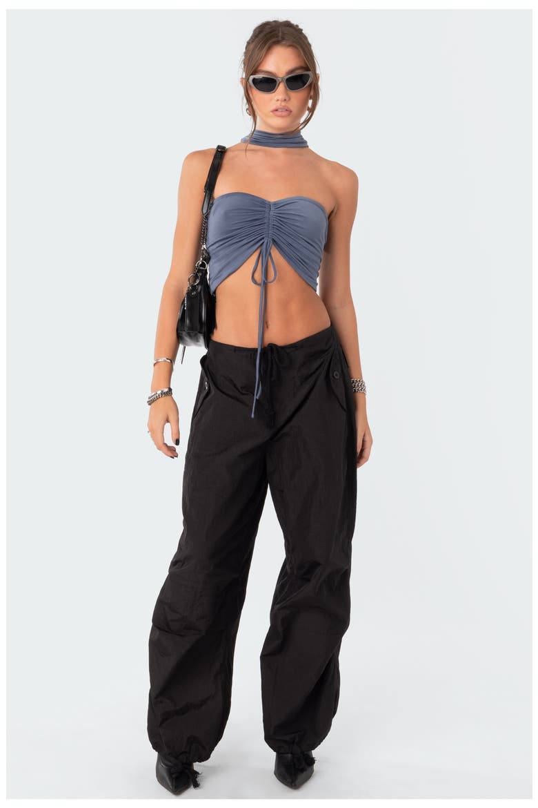 Paloma Cropped Drawstring Choker Top, Alternate, color, BLUE