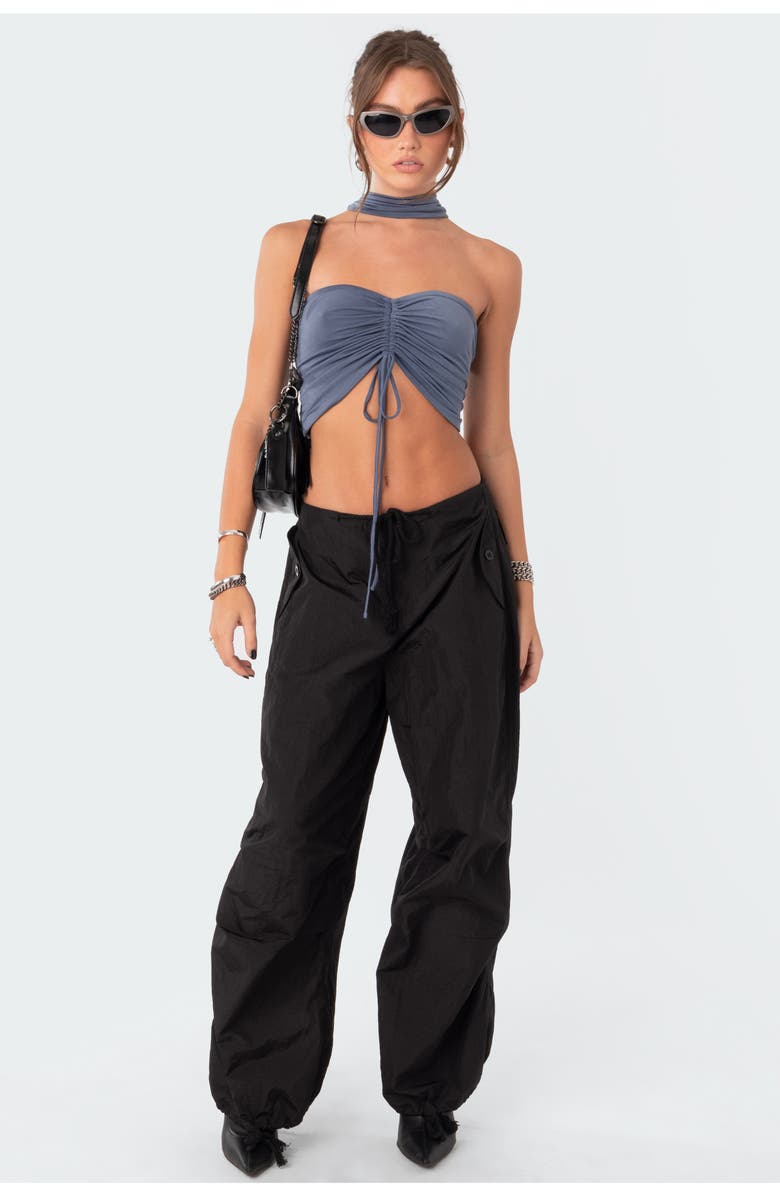 EDIKTED Paloma Cropped Drawstring Choker Top, Alternate, color, 