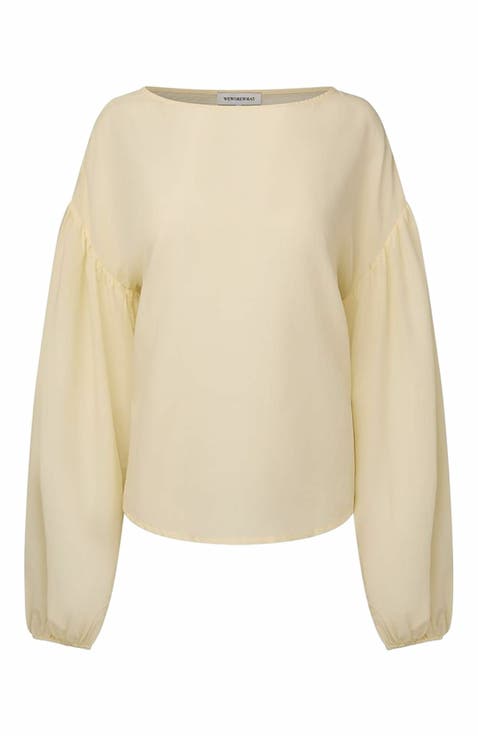 Billow Sleeve Boat Neck Top