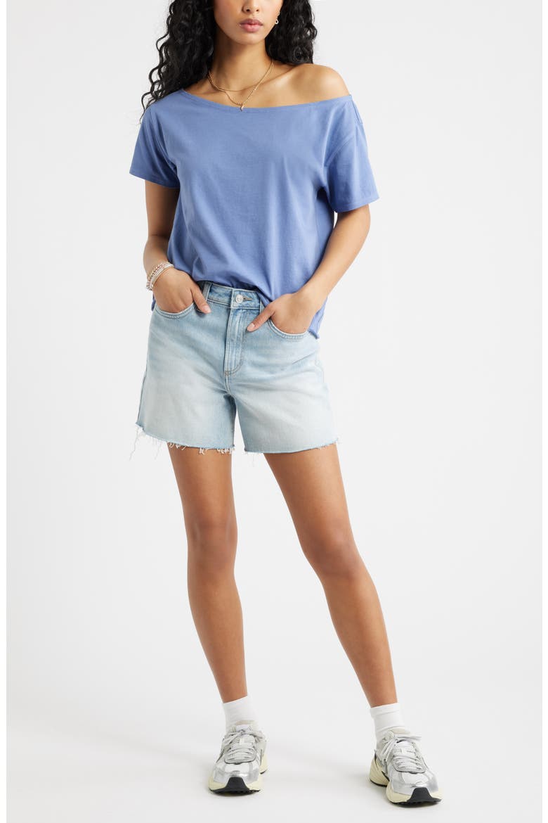 Relaxed Fit Boat Neck Cotton T-Shirt, Alternate, color, BLUE FROST