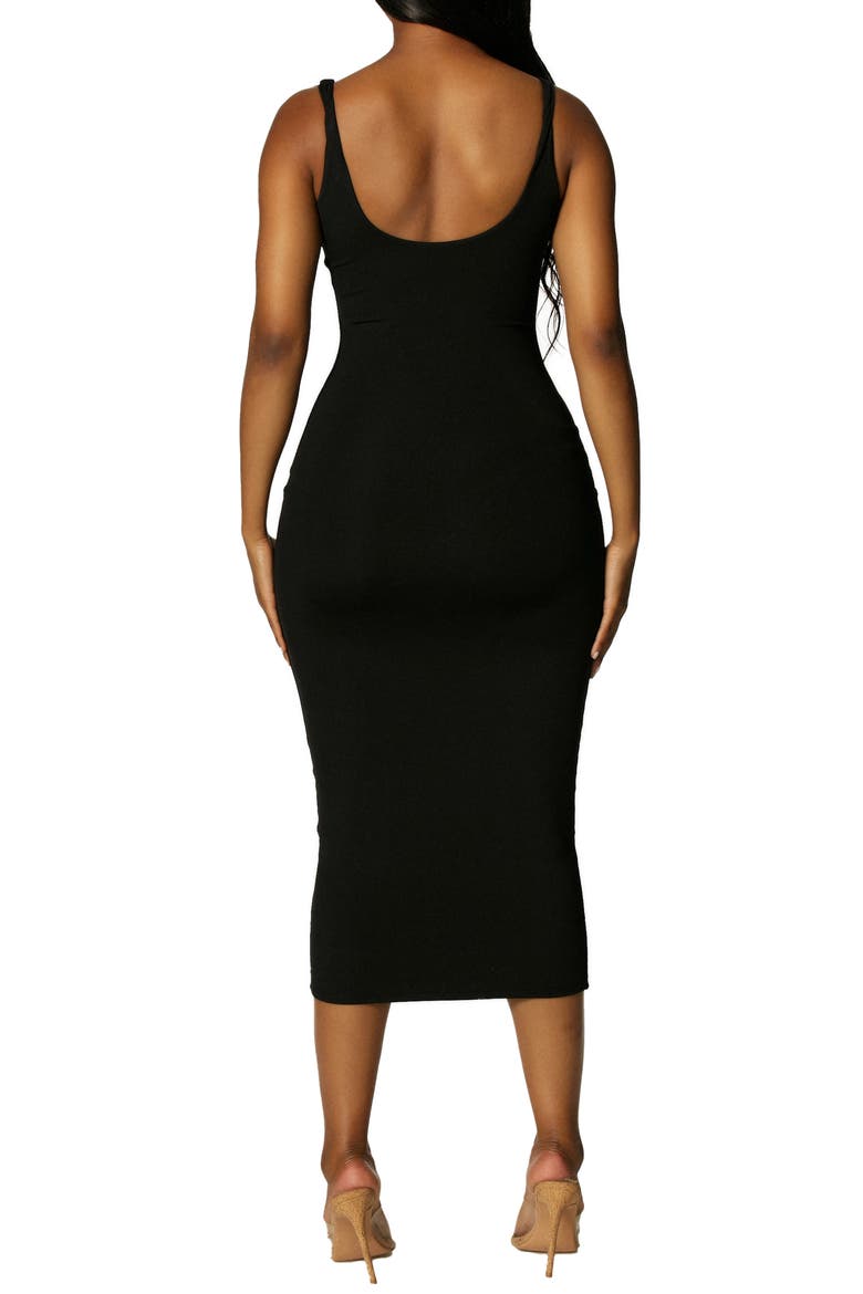 Scoop Neck Midi Dress, Alternate, color, BLACK