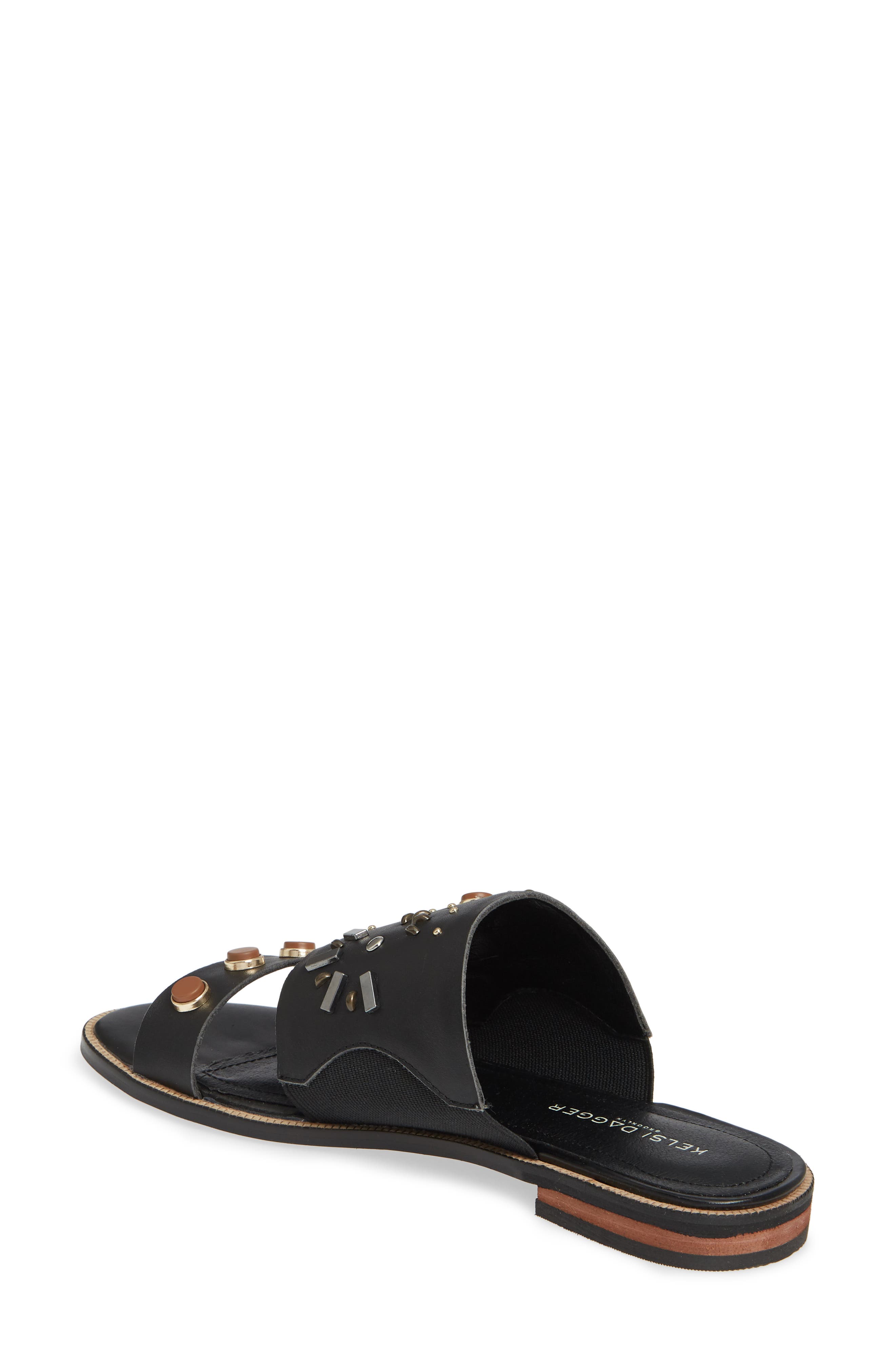 Kelsi Dagger Brooklyn Raven Embellished Slide Sandal, Alternate, color, Black