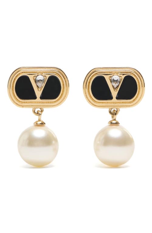 Valentino Garavani Oval Earrings With Swarovski Pearl Women In Yellow Gold