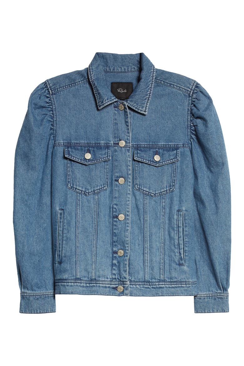 Indie Puff Sleeve Denim Trucker Jacket, Alternate, color, SORRENTO WASH