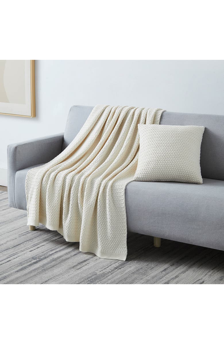 SOUTHSHORE FINE LINENS Chunky Blanket & Throw Pillow Cover Set, Alternate, color, Taupe