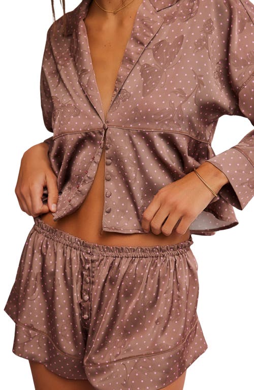 Free People Beauty Sleep Short Pajamas In Chocolate Combo Dot