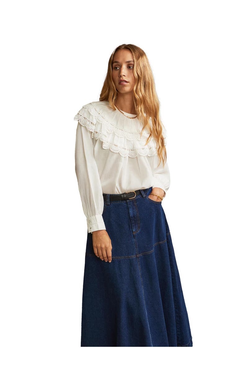 Ro&Zo Crochet Double Frill Blouse, Alternate, color, White