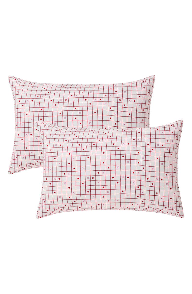 Hallmark Love Grid Sheet Set, Alternate, color, White/Red