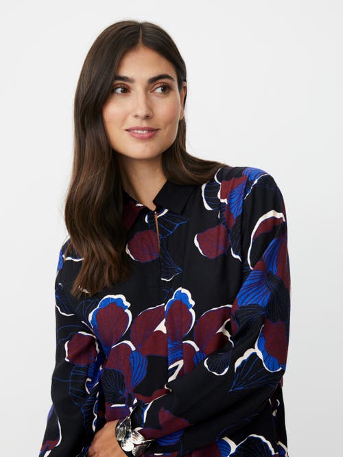 Masai Copenhagen Grivon Collared Long Sleeve Floral Tunic In Black