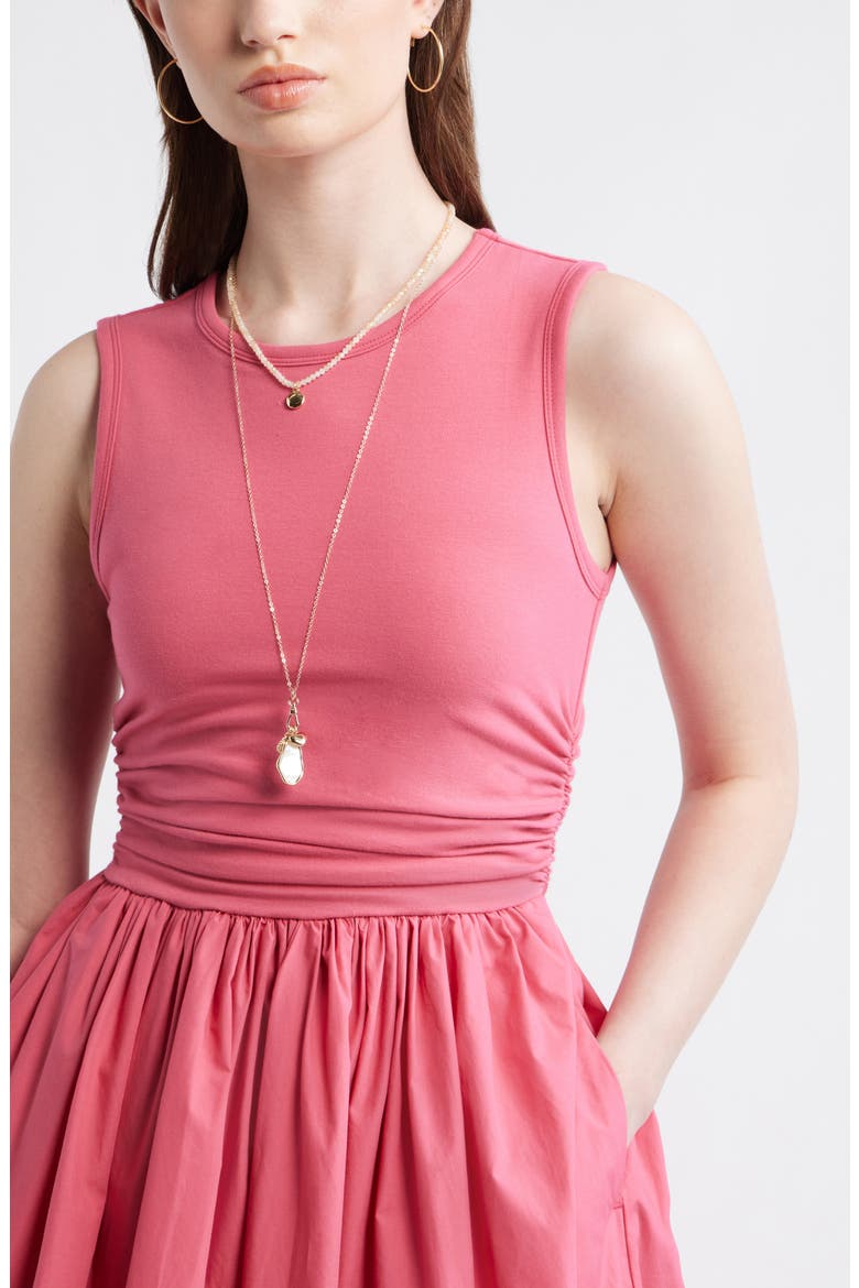Cinched Knit Fit & Flare Dress, Alternate, color, PINK CARMINE