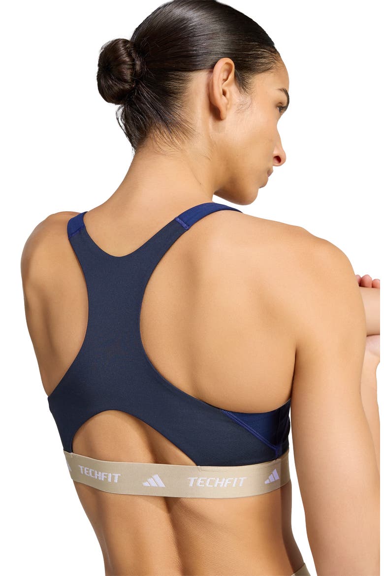 Techfit Colorblock Mesh Racerback Sports Bra, Alternate, color, DARK BLUE/ LEGEND INK