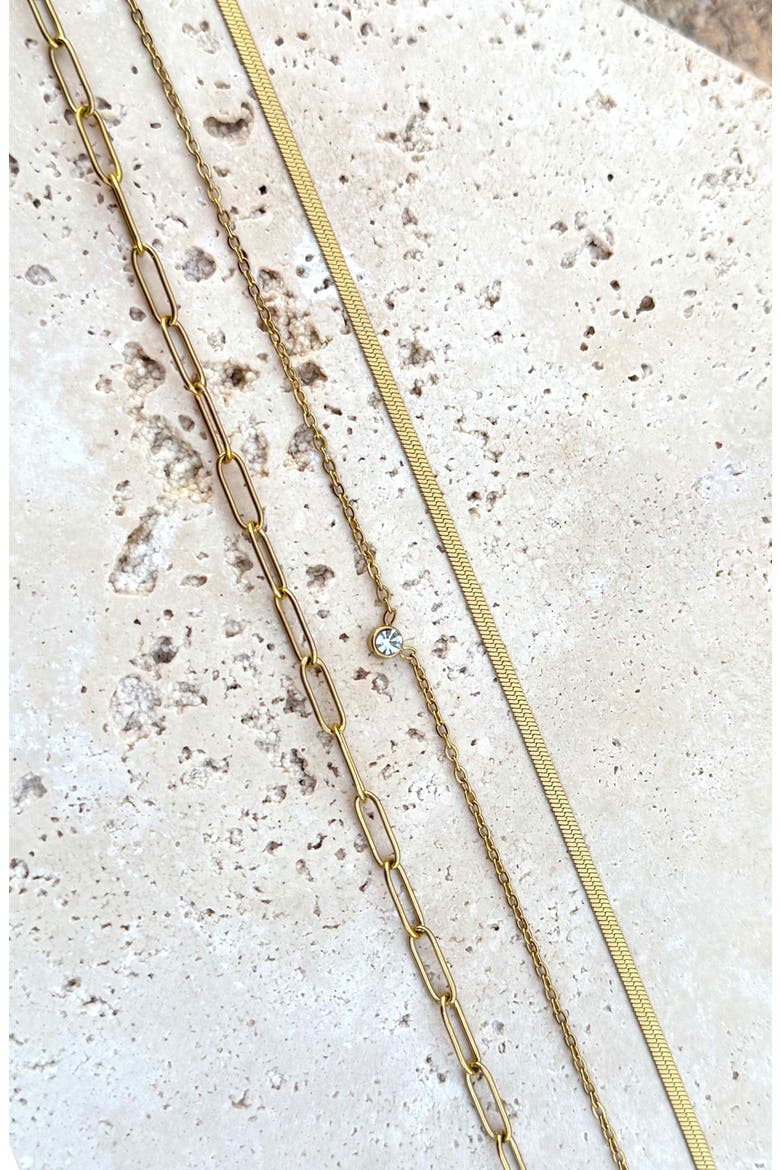 Set of 3 18K Gold Plated Necklaces, Alternate, color, GOLD