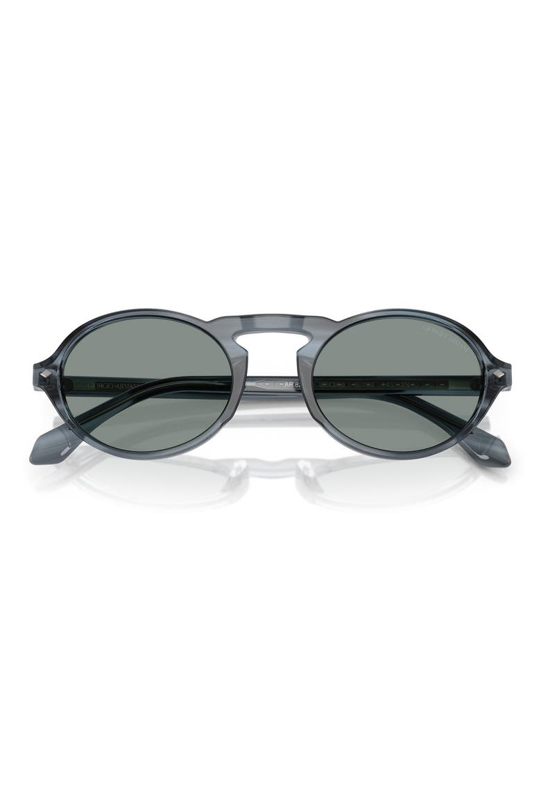 52mm Oval Sunglasses, Alternate, color, STRIPED BLUE / BLUE