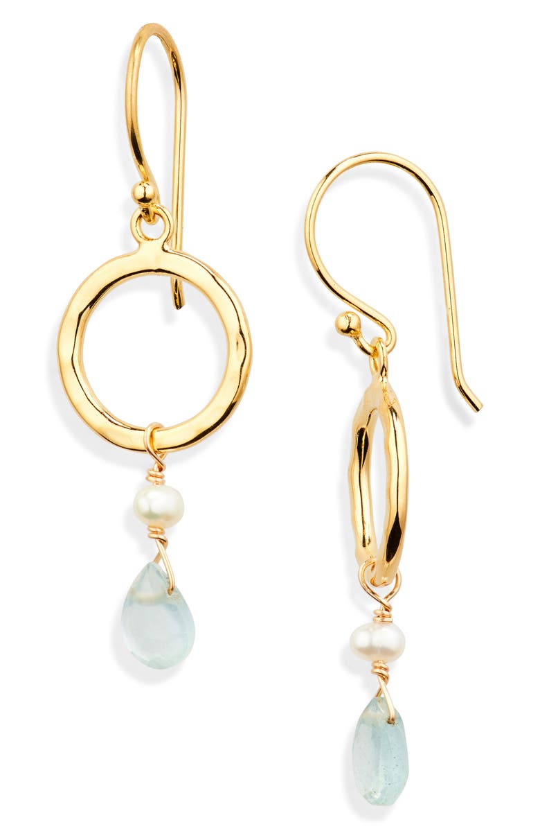 Kiara by Ki-Ele Chelsea Freshwater Pearl & Aquamarine Drop Earrings, Main, color,
