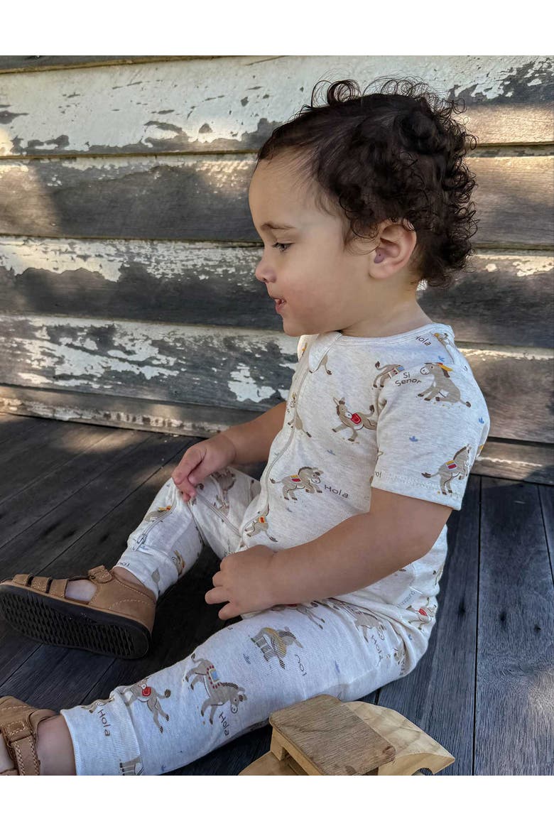Rib Short Sleeve Romper, Alternate, color, Si Senor Print