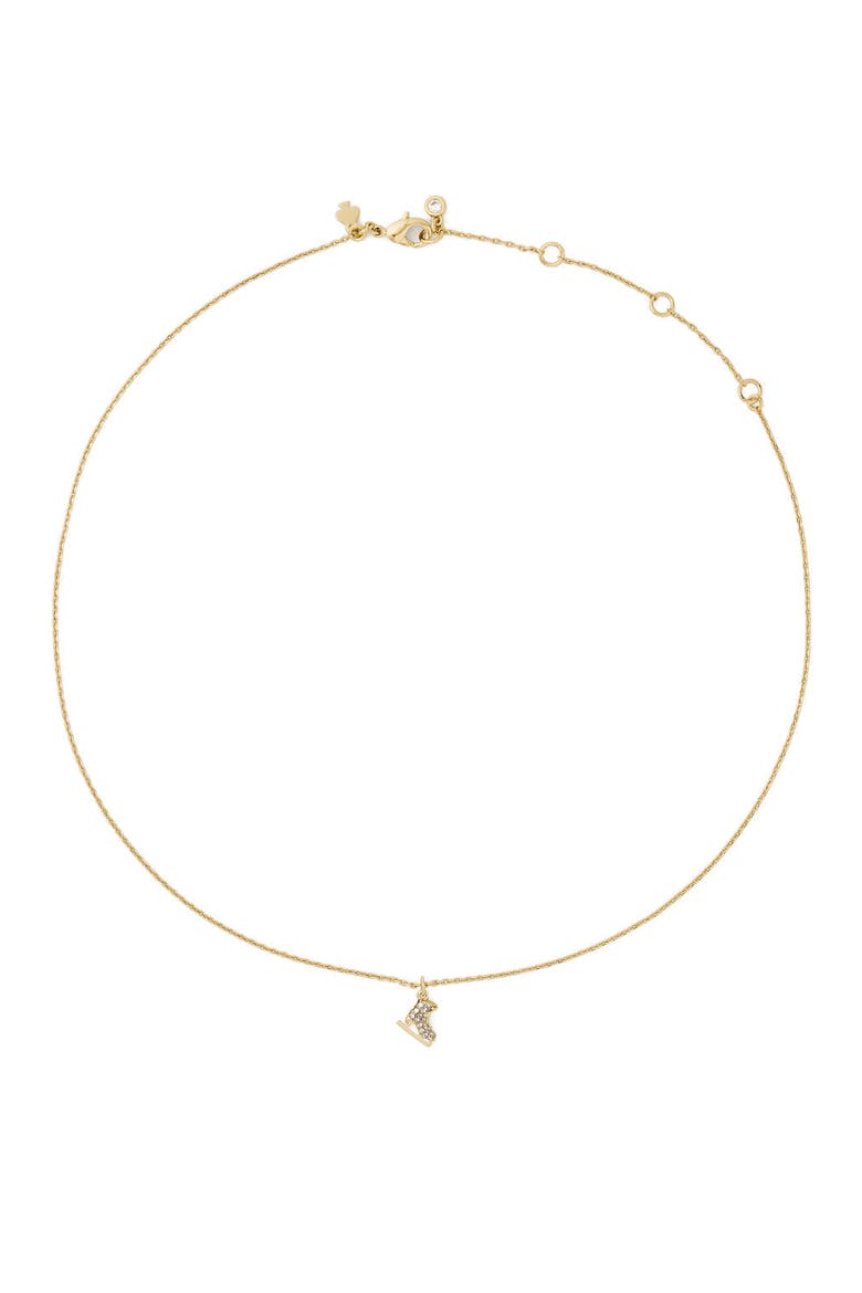 You're a Gem Pavé Skate Pendant Necklace, Main, color, CLEAR/ GOLD