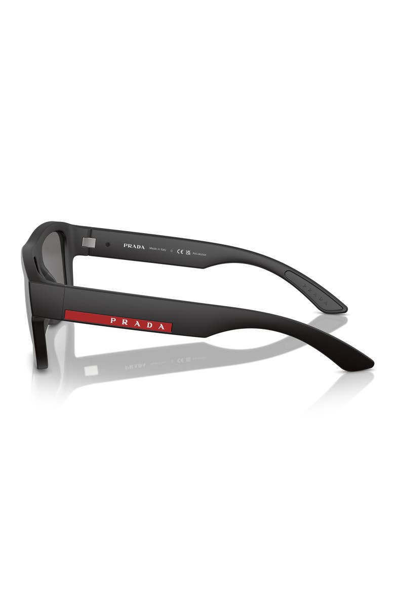 56mm Polarized Square Sunglasses, Alternate, color, BLACK RUBBER