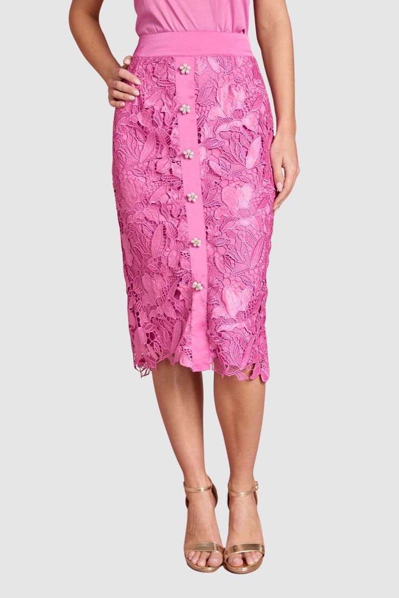 Lace Embroidered Pencil Skirt, Main, color, Pink