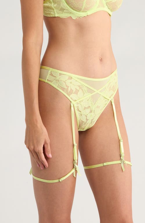 Hunkemoller Hunkemöller Ingrid High Waist Mesh & Lace Panties With Garter Straps In Green