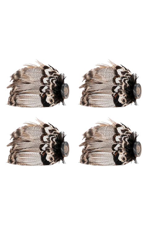 Set of 4 Feather Napkin Rings