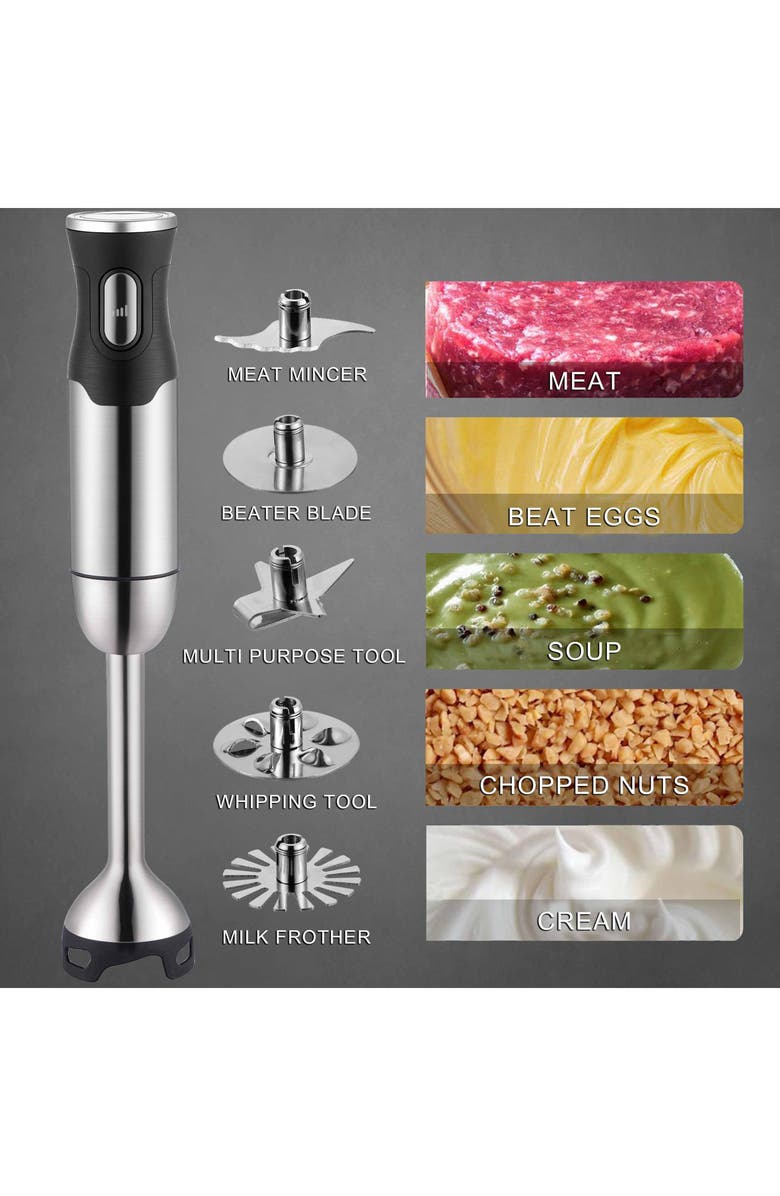 BergHOFF X5 Pro Handheld Food Processor 10-Piece Set, Alternate, color, Black