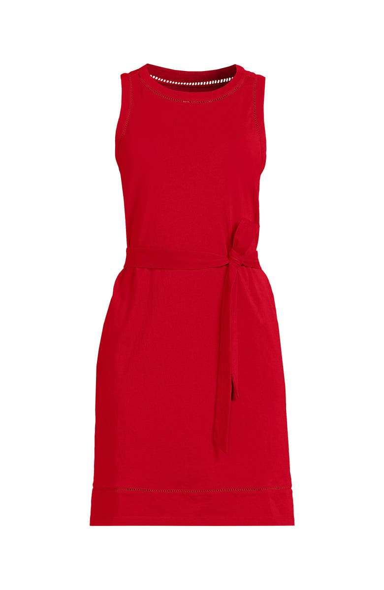 Lands' End Cotton Jersey Crew Neck Sleeveless Shift Dress, Alternate, color, Compass Red