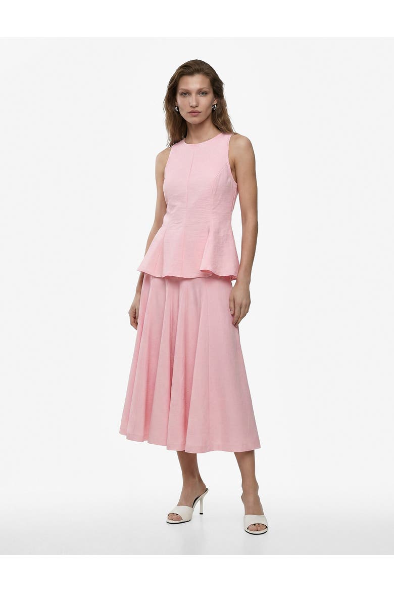 Crew Neck Sleeveless Peplum Top, Main, color, PINK