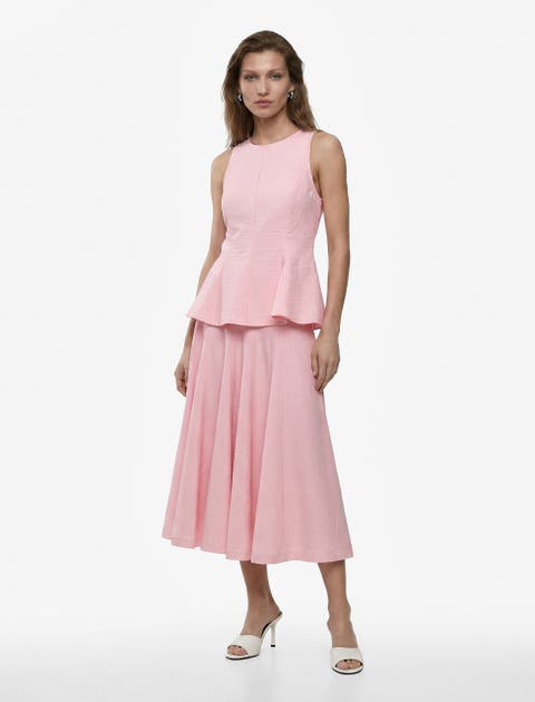 Crew Neck Sleeveless Peplum Top